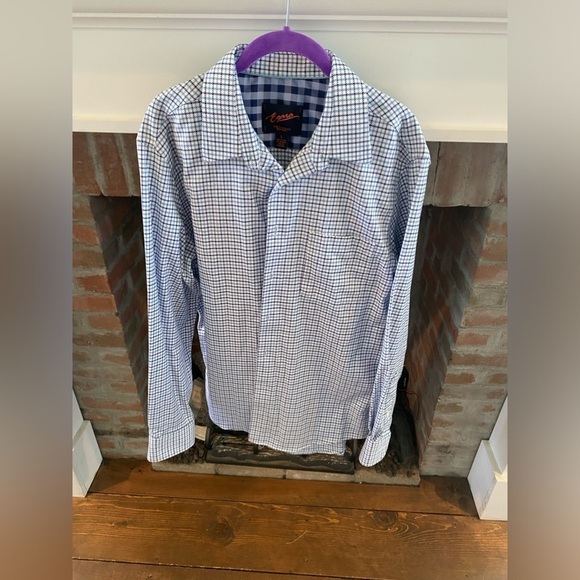 Mens Egara NonIron Slim Fit Stretch Button Down Heavy Material Plaid Shirt Large - Picture 1 of 6